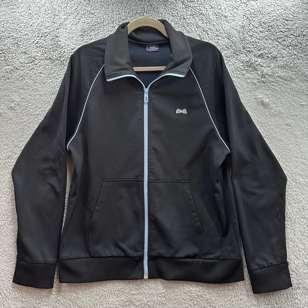 Le Tigre Men's X: Track Jacket Black Full Zip Blue Piping Vintage Style Logo